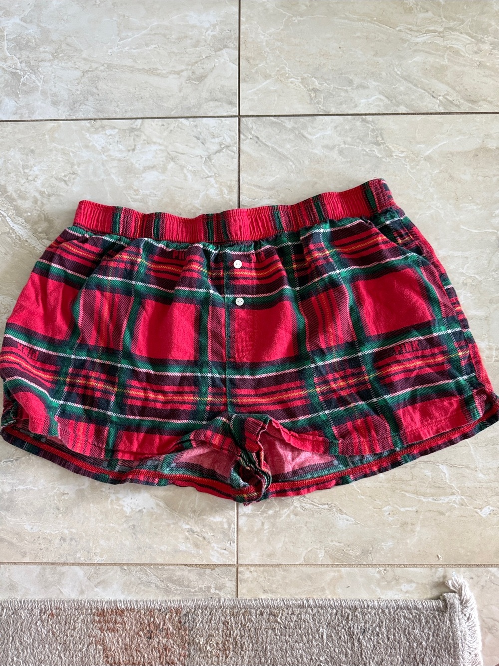 PINK Victoria's Secret Red Plaid Lounge Shorts